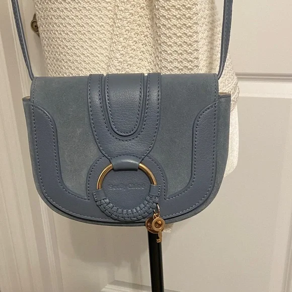 See By Chloe Hana Leather and Suede Crossbody Bag in Stormy Sky - Picture 9 of 14